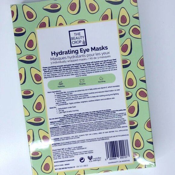 The Beauty Crop Avocado Hydrating Eye‎ Masks 3  Pack - Picture 2 of 2